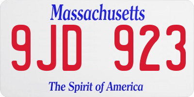 MA license plate 9JD923