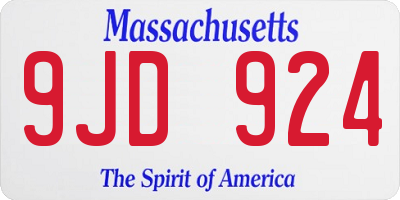 MA license plate 9JD924