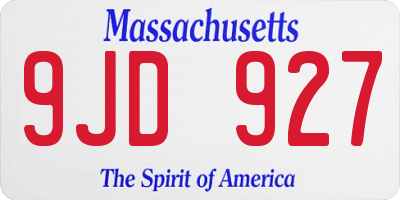 MA license plate 9JD927