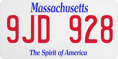 MA license plate 9JD928