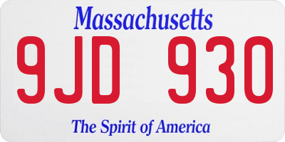 MA license plate 9JD930