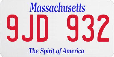 MA license plate 9JD932
