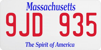 MA license plate 9JD935