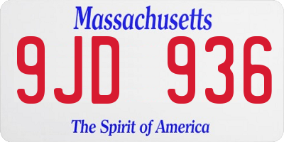 MA license plate 9JD936