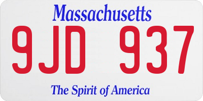 MA license plate 9JD937