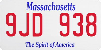 MA license plate 9JD938
