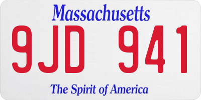 MA license plate 9JD941