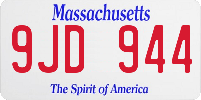 MA license plate 9JD944