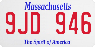 MA license plate 9JD946