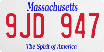 MA license plate 9JD947