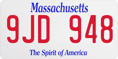 MA license plate 9JD948