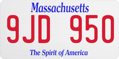 MA license plate 9JD950