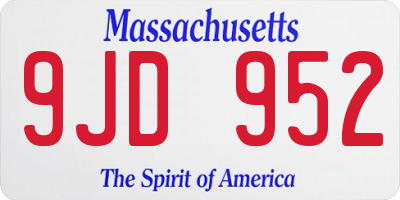 MA license plate 9JD952