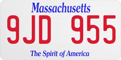 MA license plate 9JD955