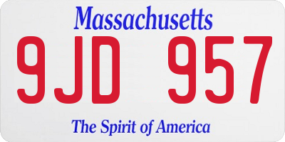 MA license plate 9JD957