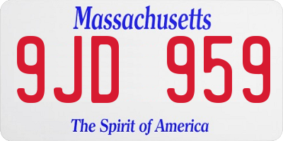 MA license plate 9JD959