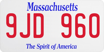 MA license plate 9JD960