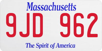 MA license plate 9JD962