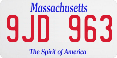 MA license plate 9JD963