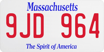 MA license plate 9JD964
