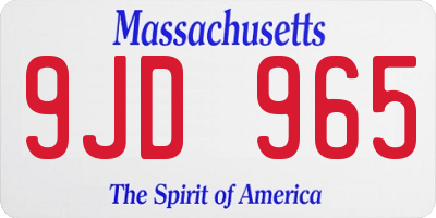 MA license plate 9JD965