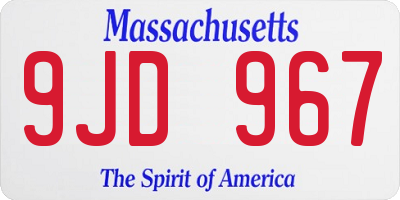 MA license plate 9JD967