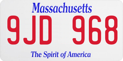 MA license plate 9JD968