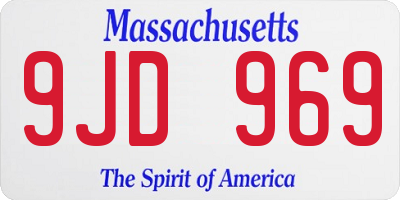 MA license plate 9JD969