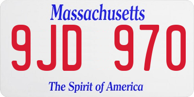 MA license plate 9JD970
