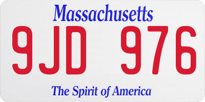 MA license plate 9JD976