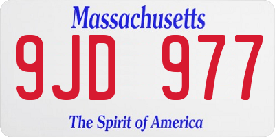 MA license plate 9JD977