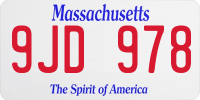 MA license plate 9JD978