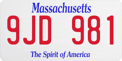 MA license plate 9JD981