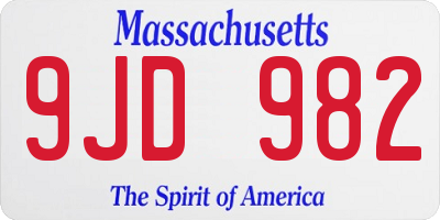 MA license plate 9JD982