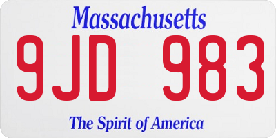 MA license plate 9JD983