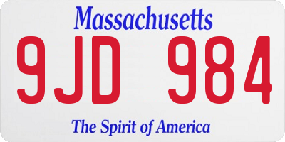 MA license plate 9JD984