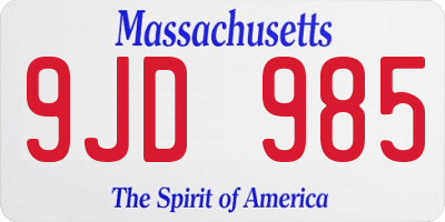 MA license plate 9JD985