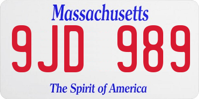 MA license plate 9JD989