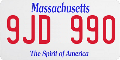 MA license plate 9JD990