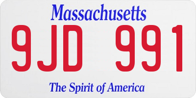 MA license plate 9JD991
