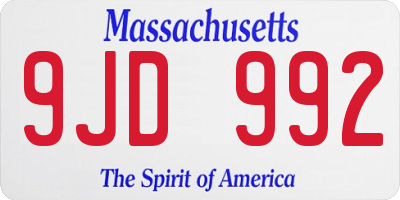 MA license plate 9JD992