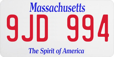 MA license plate 9JD994