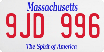 MA license plate 9JD996