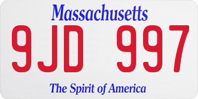 MA license plate 9JD997