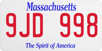 MA license plate 9JD998