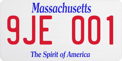 MA license plate 9JE001