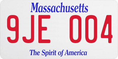 MA license plate 9JE004
