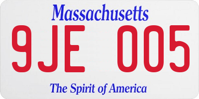 MA license plate 9JE005