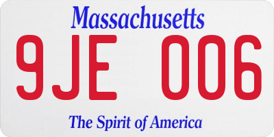 MA license plate 9JE006