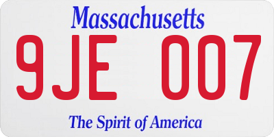 MA license plate 9JE007